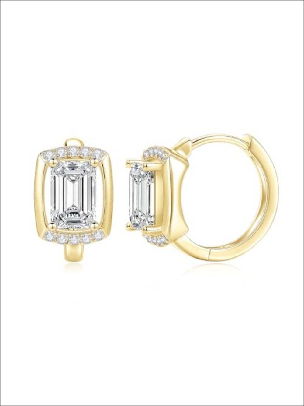 Emerald Moissanite Small Hoop Earrings 14K Gold Filled Women
